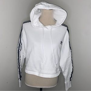 Adidas cropped hoodie sweatshirt pullover white and black size Large